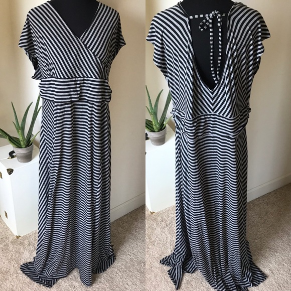 torrid Dresses & Skirts - TORRID 3 Cut Out Open Back Wrap Maxi Dress Striped